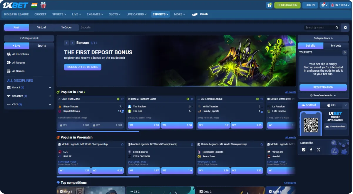 1xbet betting esports