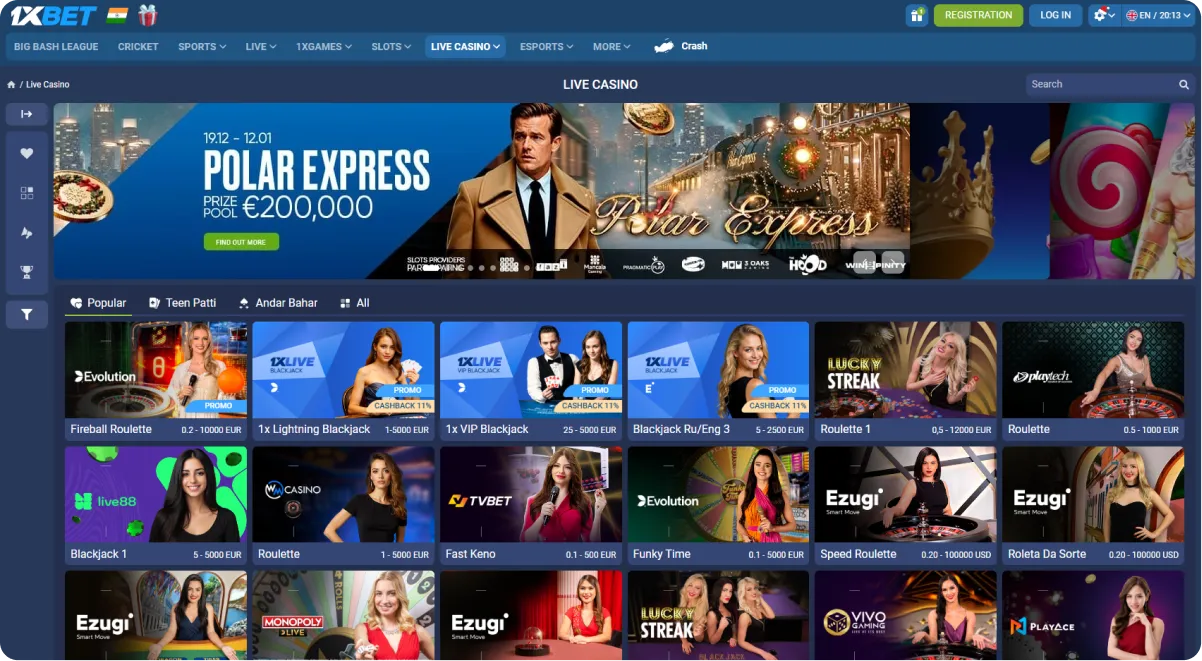 1xbet live casino