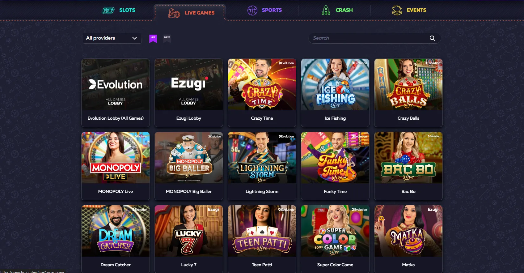 Live dealer games at Vavada Casino