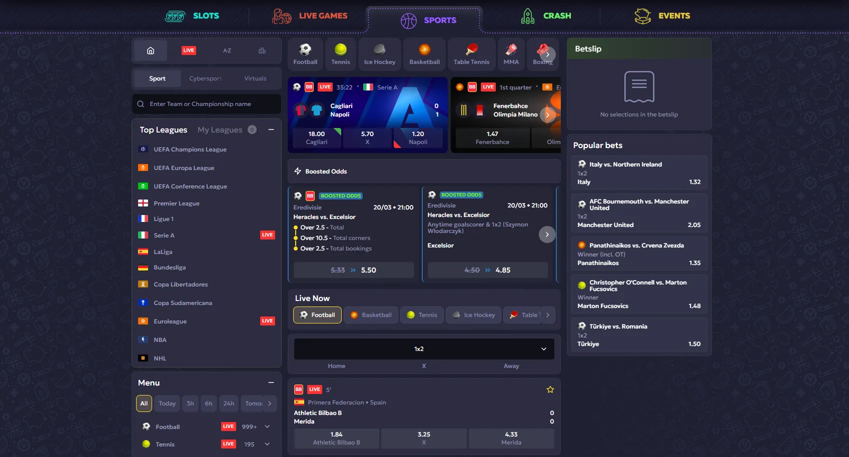 Sports betting in Vavada