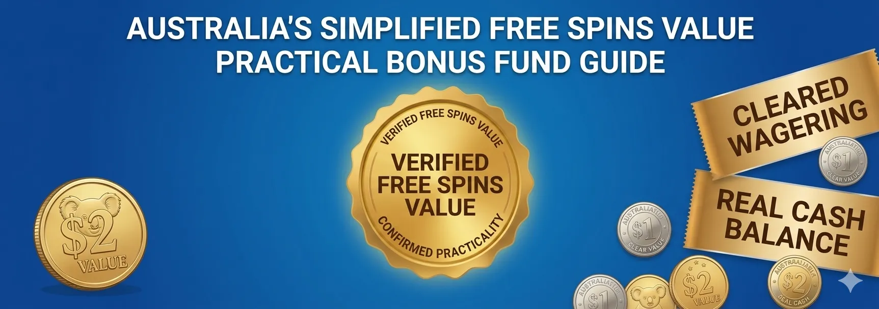 australia free spins infographic showing simplified bonus fund wagering cleared and real cash balance