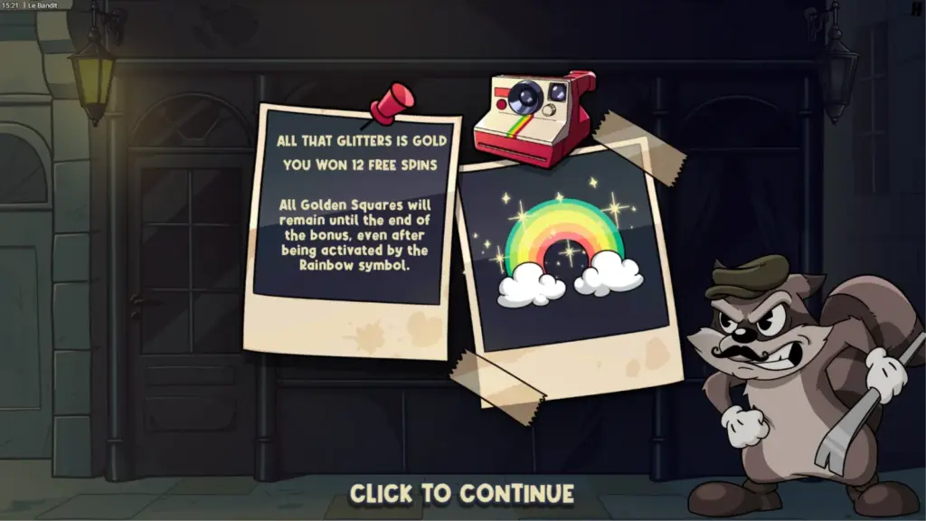 Le Bandit slot bonus pick feature screen