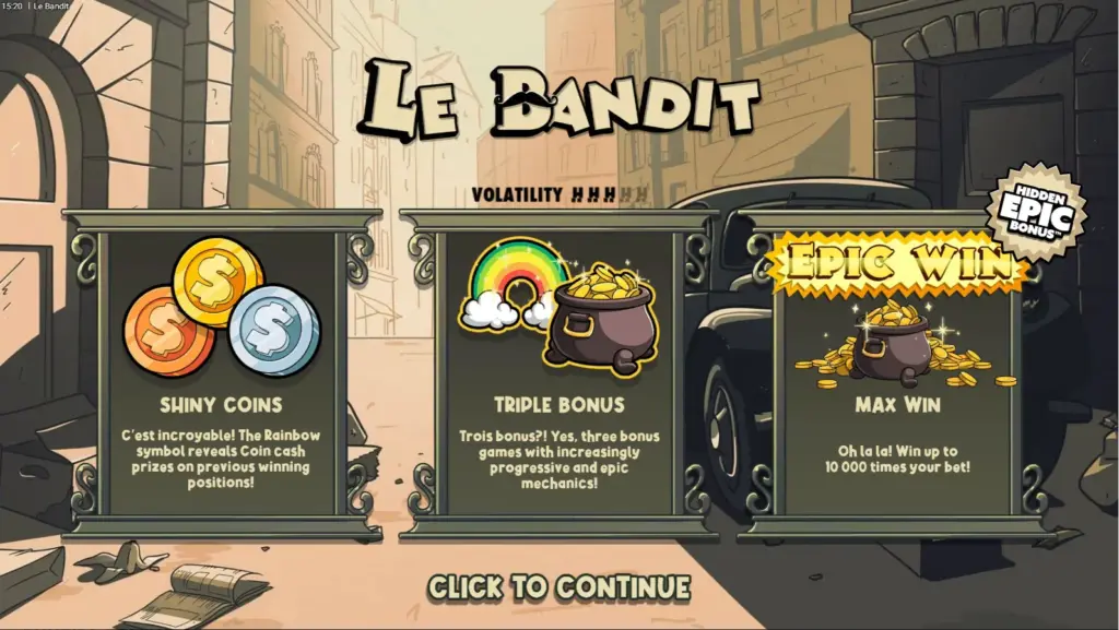 Le Bandit slot overview screen by Hacksaw Gaming