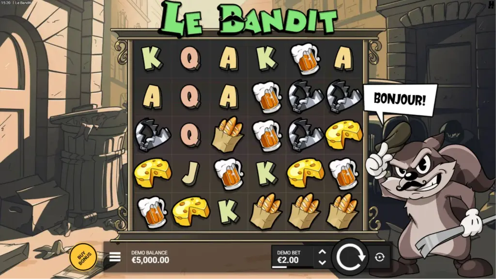 Le Bandit slot reels and symbols gameplay