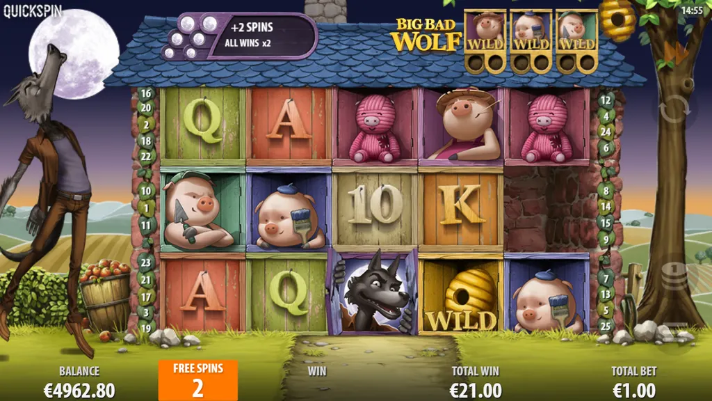 Big Bad Wolf brick house stage of free spins