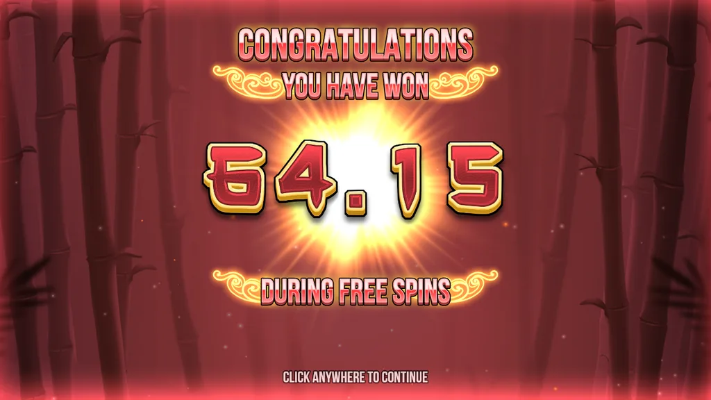 Big Bamboo free spins total win screen