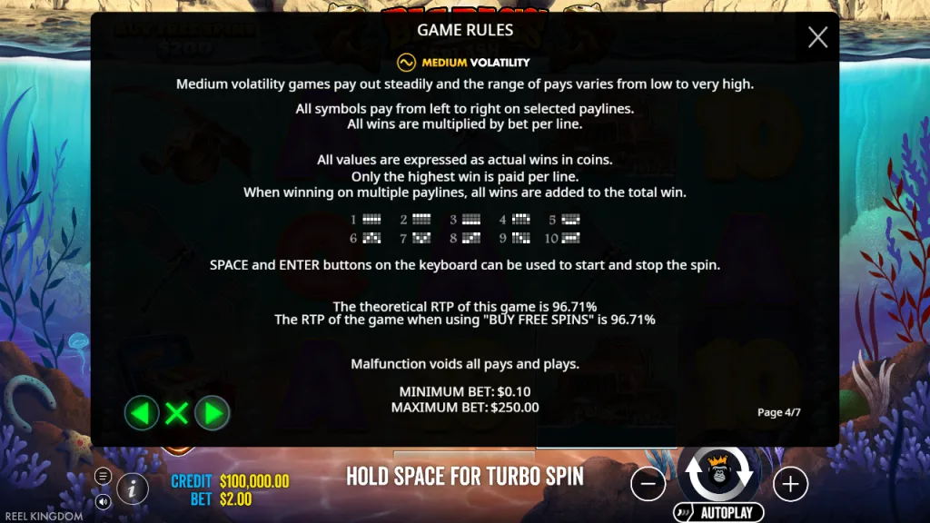 Big Bass Splash game rules with 96.71% RTP and medium volatility