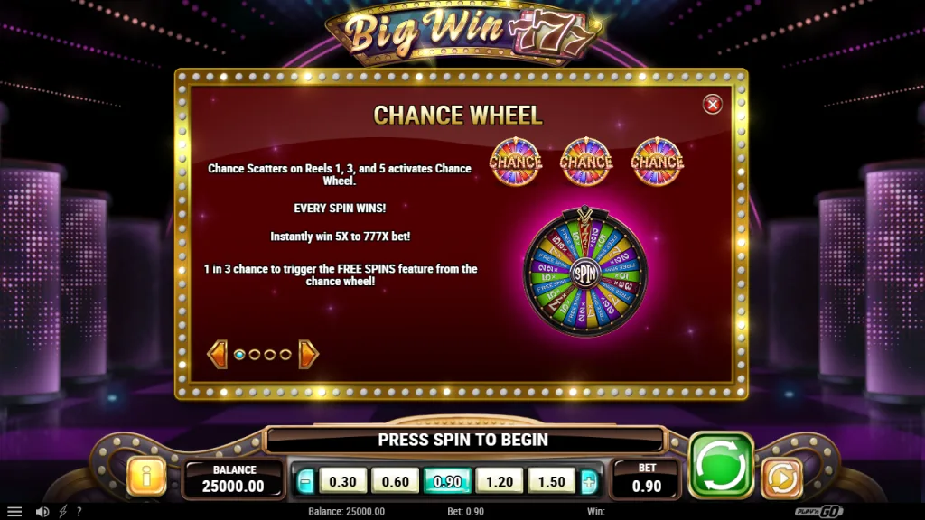 Big Win 777 Chance Wheel rules with 5x to 777x instant prizes