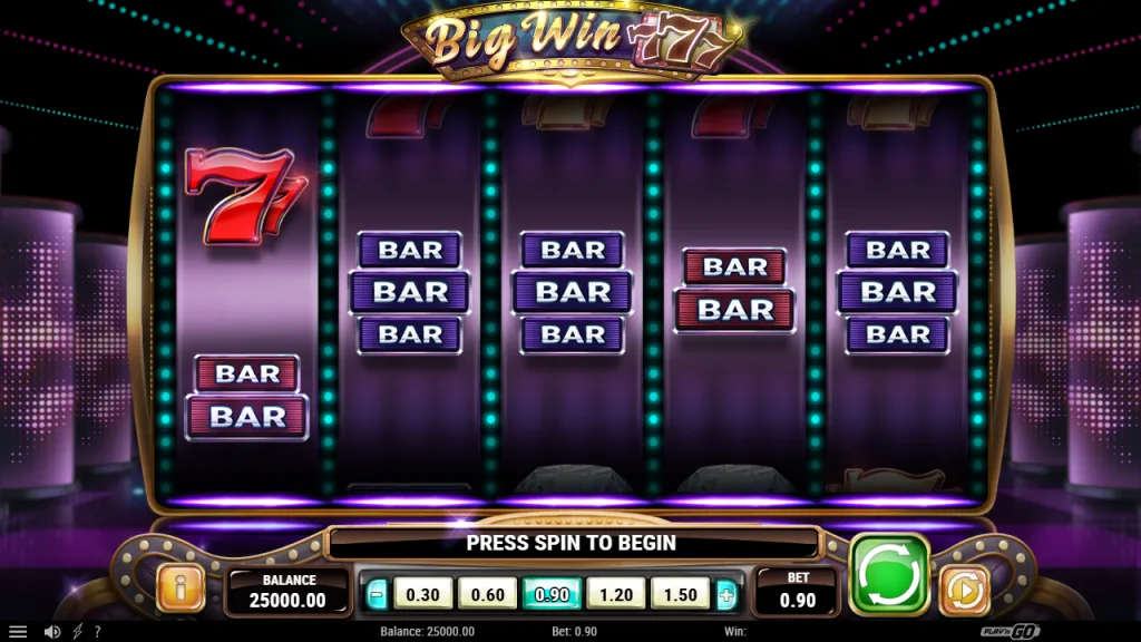 Big Win 777 base game with 5 reels and 15 paylines