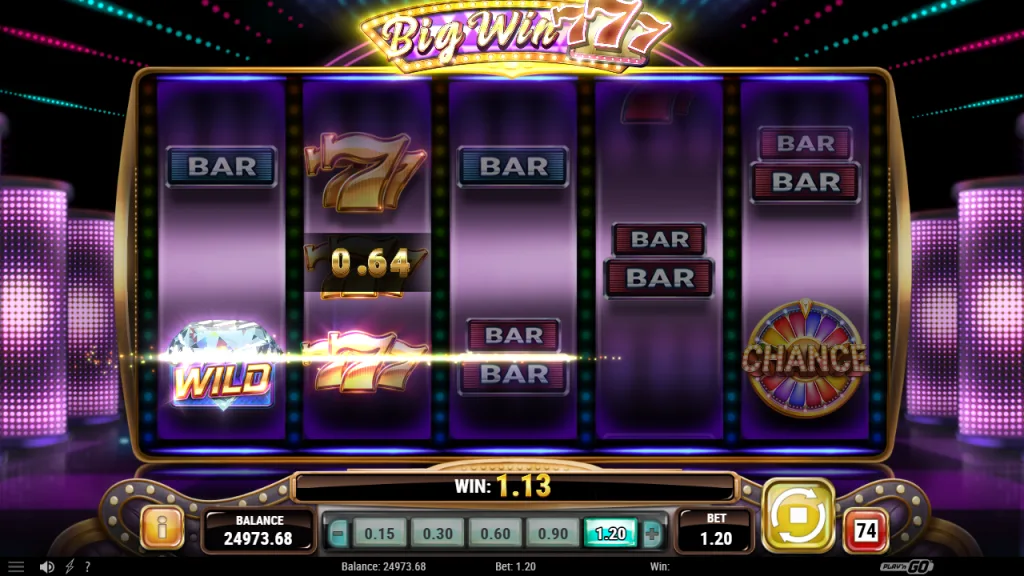 Big Win 777 line win completed by the diamond wild
