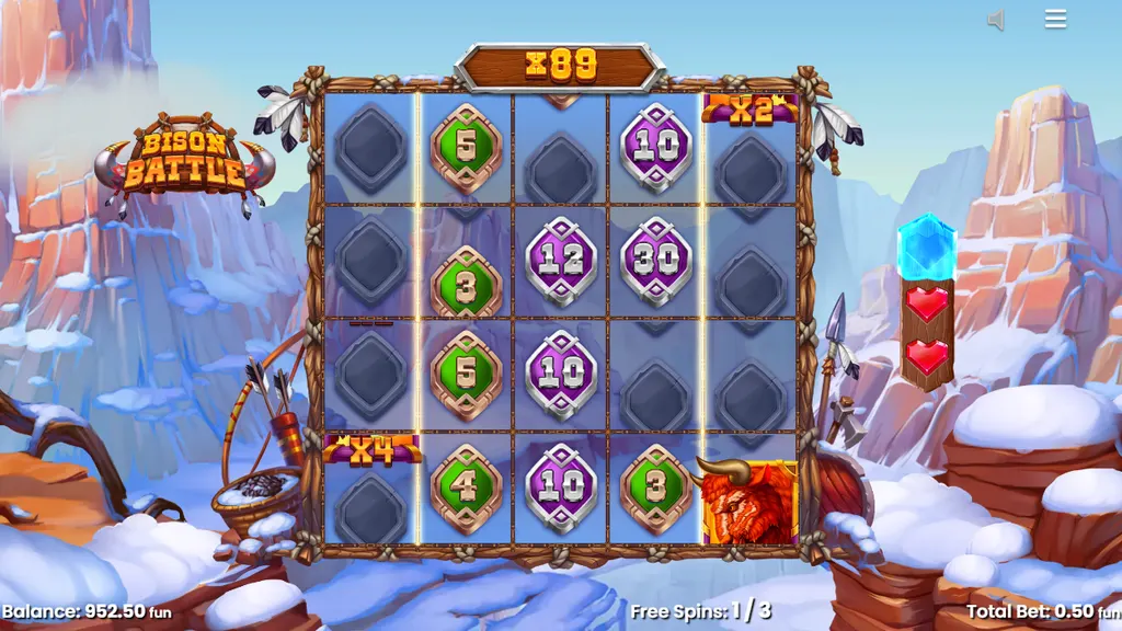 Bison Battle Ice Park with sticky Bison Coins and x89 total
