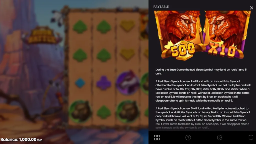Bison Battle Red Bison Instant Prize and Multiplier symbols