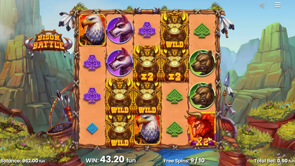 Bison Battle Green Valley sticky wilds with x2 multipliers