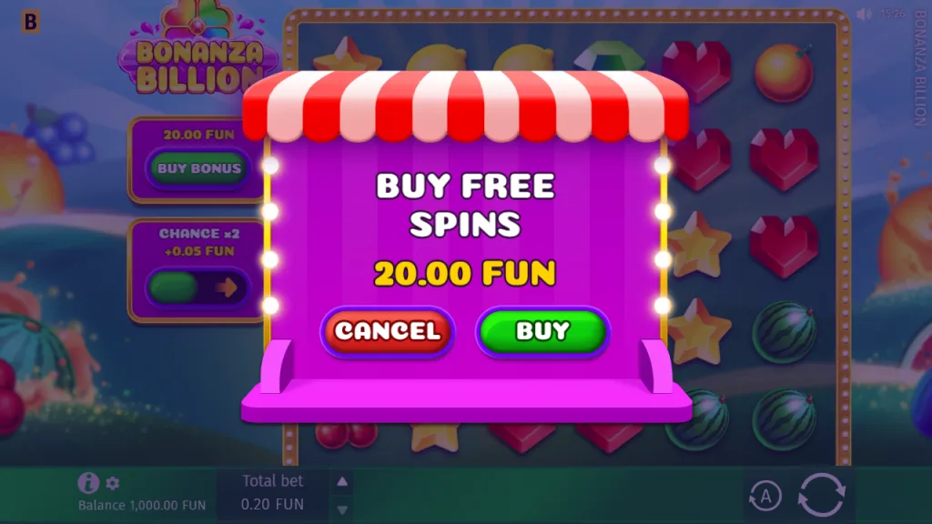 Bonanza Billion buy free spins for 100x the bet