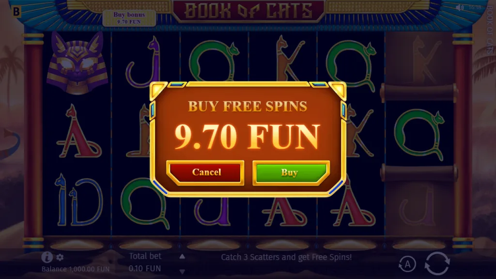 Book of Cats buy free spins for 97x the bet