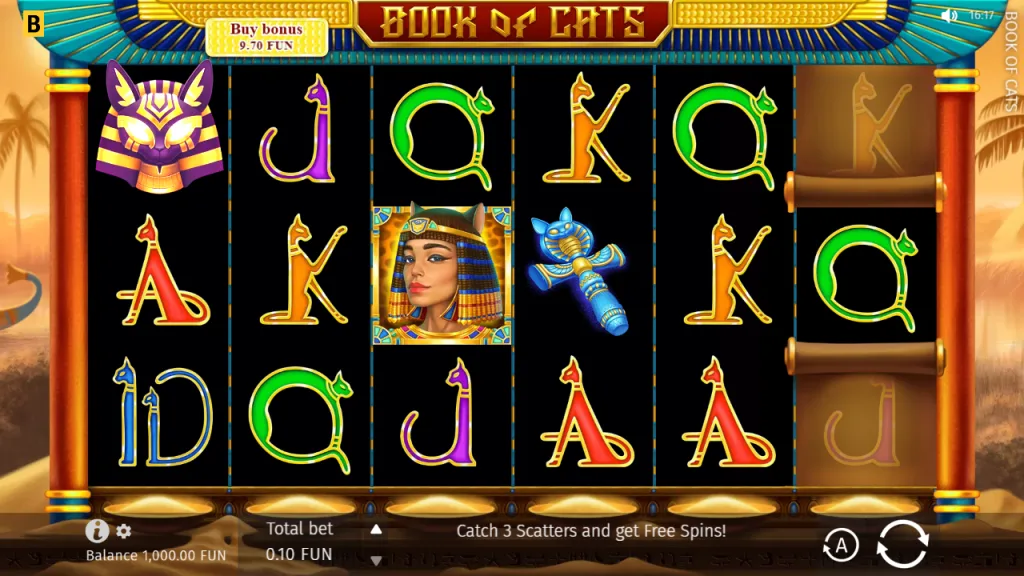 Book of Cats 6x3 reels with the sixth reel locked except one cell