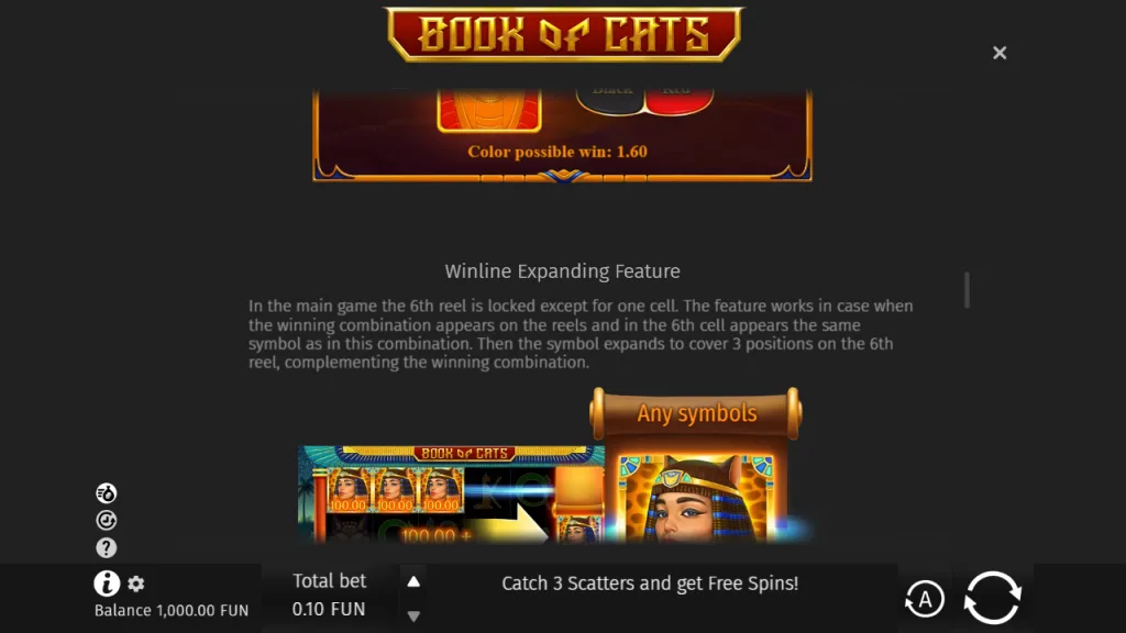 Book of Cats winline expanding feature on the sixth reel