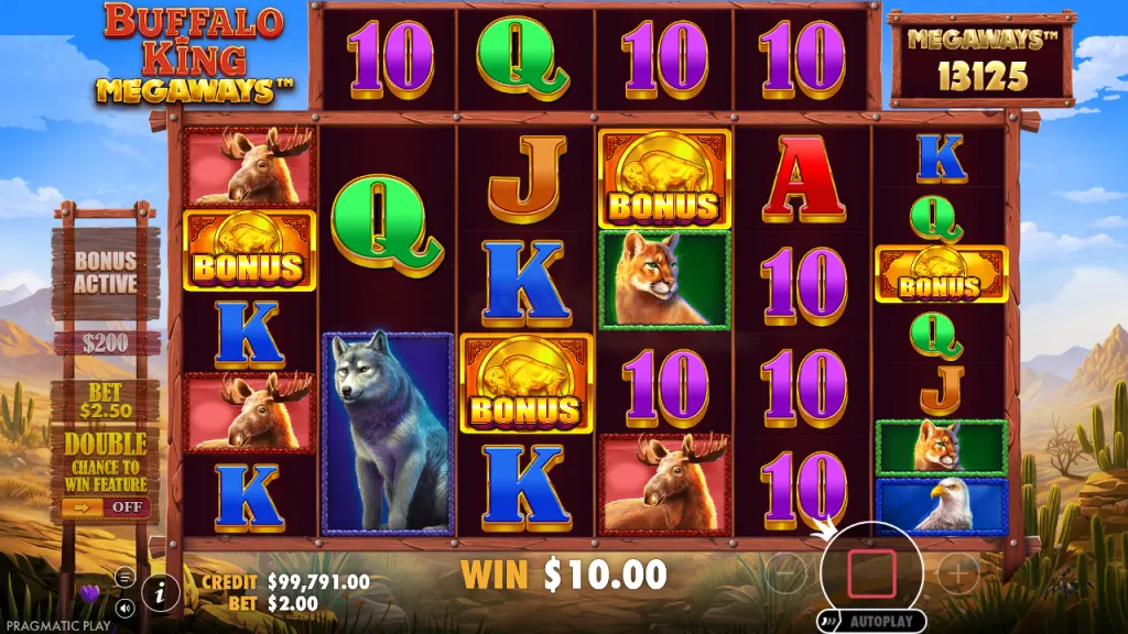 Buffalo King Megaways four bonus symbols triggering free spins