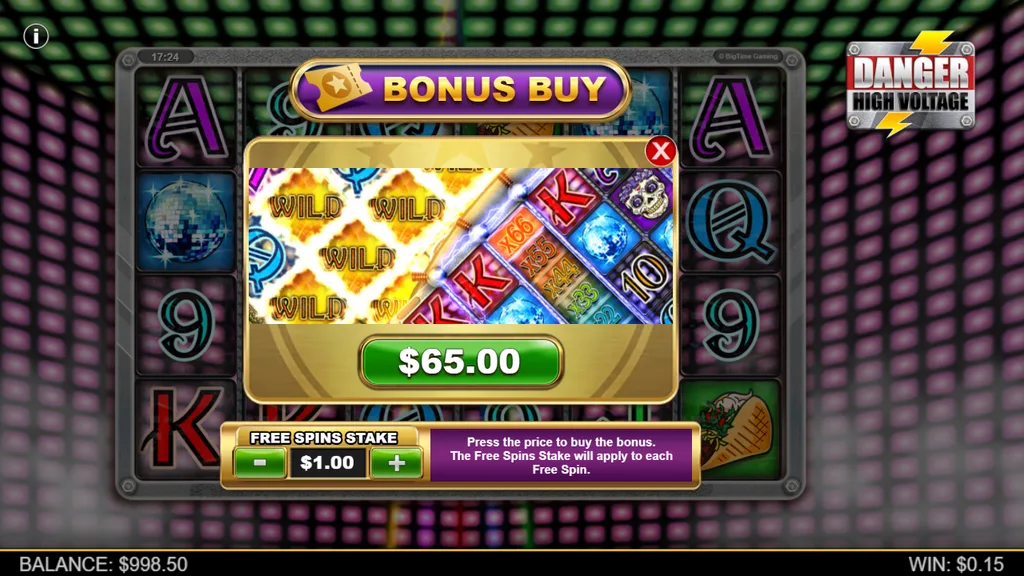 Danger High Voltage bonus buy for 65x the stake