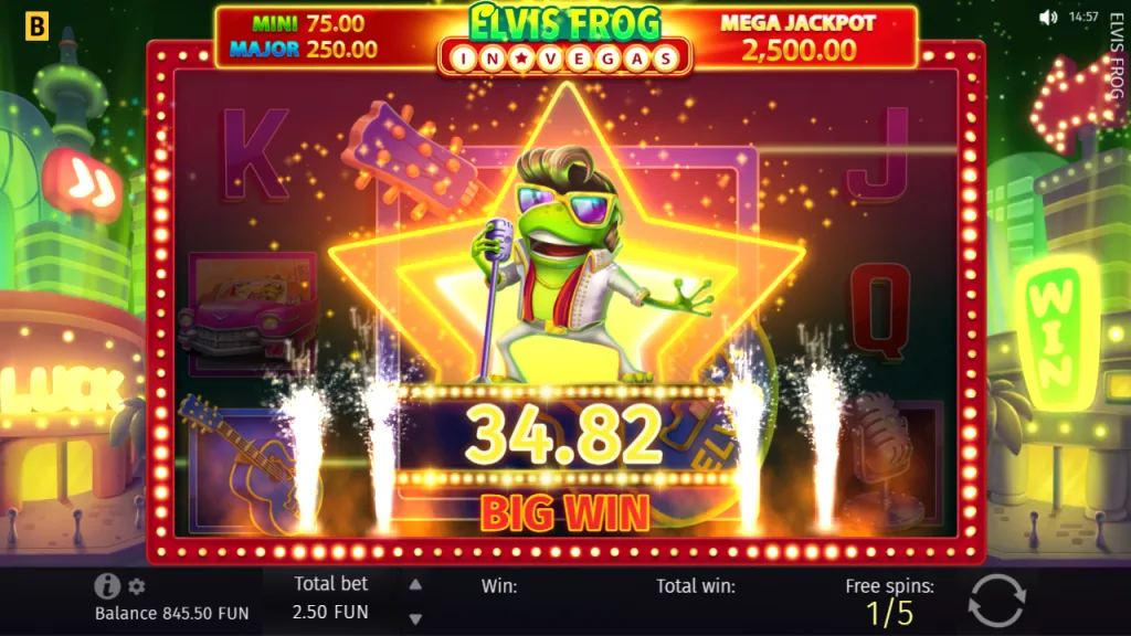 Elvis Frog in Vegas big win during free spins