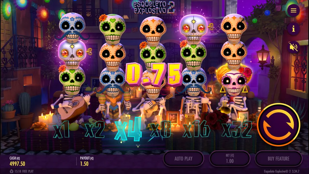 Esqueleto Explosivo 2 dropping symbols win with the x4 Mucho Multiplier active