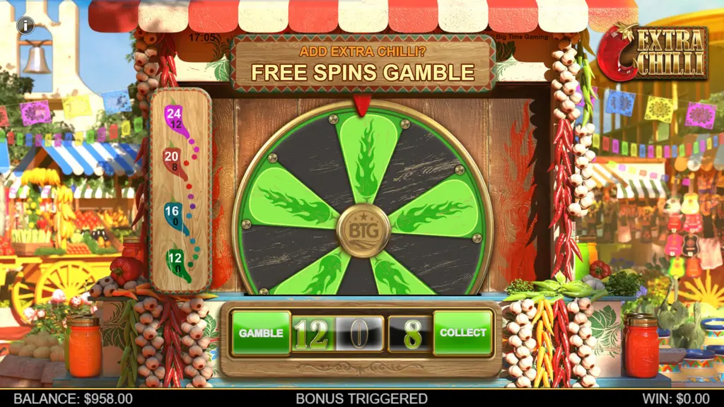 Extra Chilli free spins gamble wheel and spin ladder
