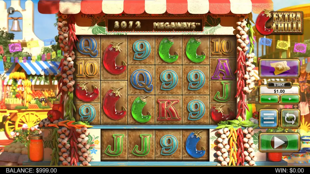 Extra Chilli base game with six reels and the extra reel below