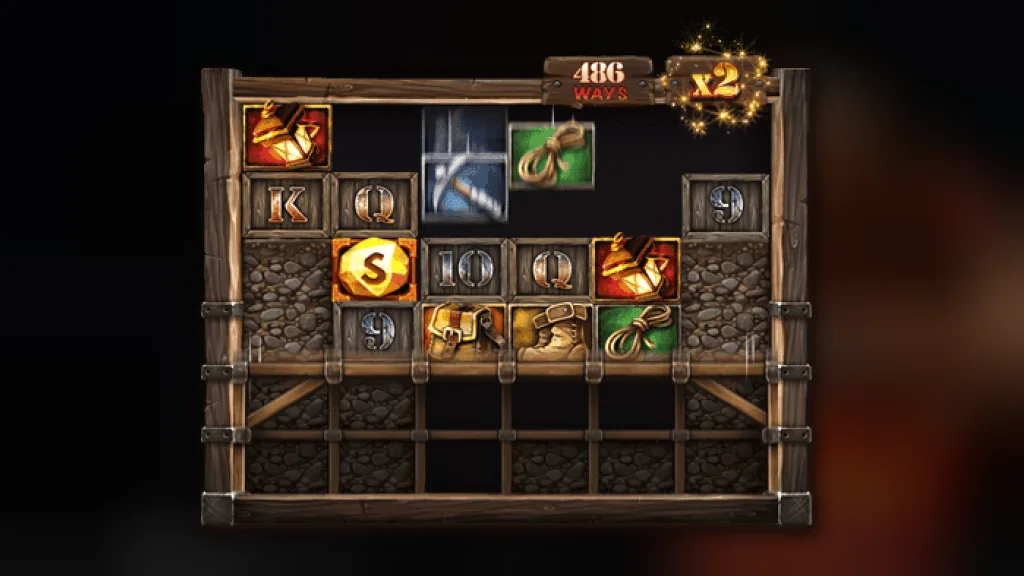 Fire in the Hole xBomb reel grid artwork with 486 ways, from Nolimit City's official game page