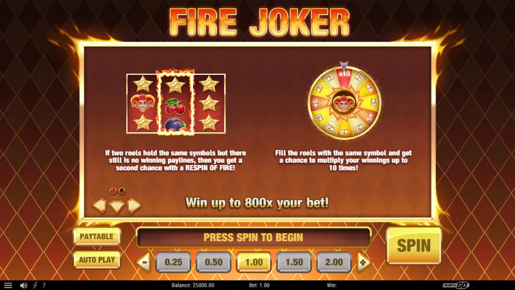 Fire Joker Respin of Fire and Wheel of Multipliers rules