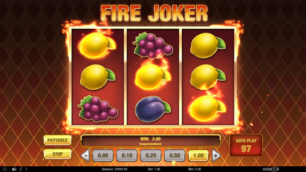 Fire Joker line win with three lemons