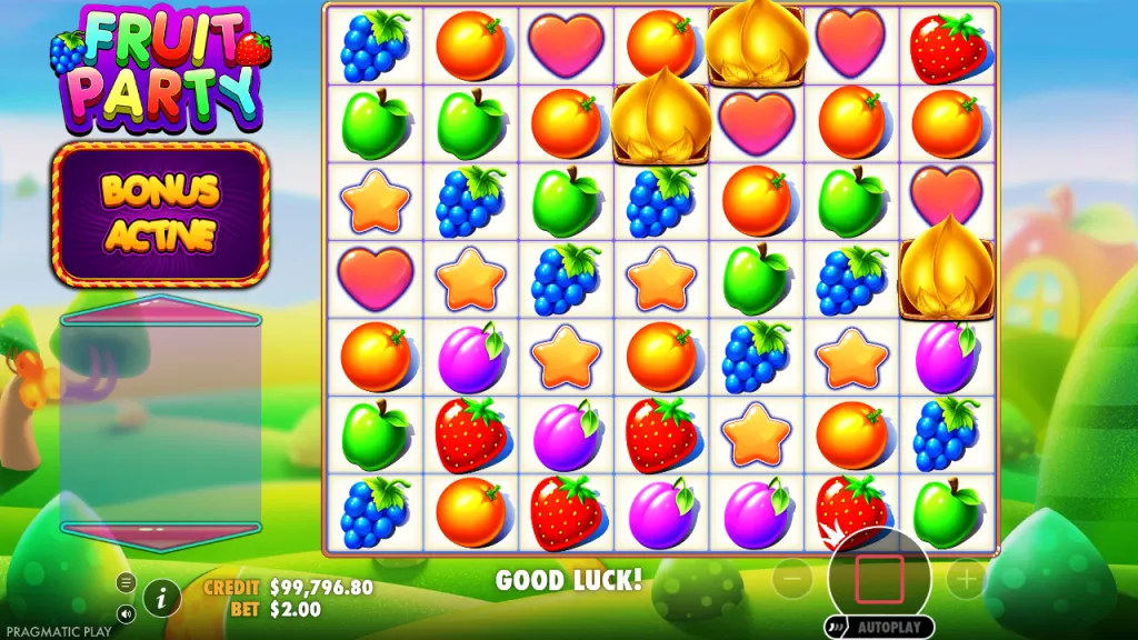 Fruit Party three scatters triggering free spins