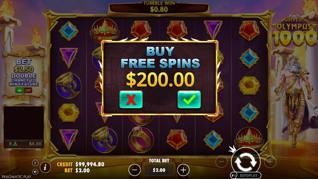 Gates of Olympus 1000 buy free spins for 100x the bet