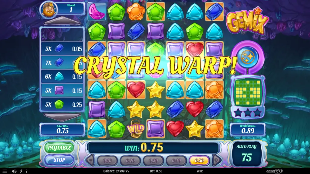 Gemix Crystal Warp effect triggered by a full crystal charge