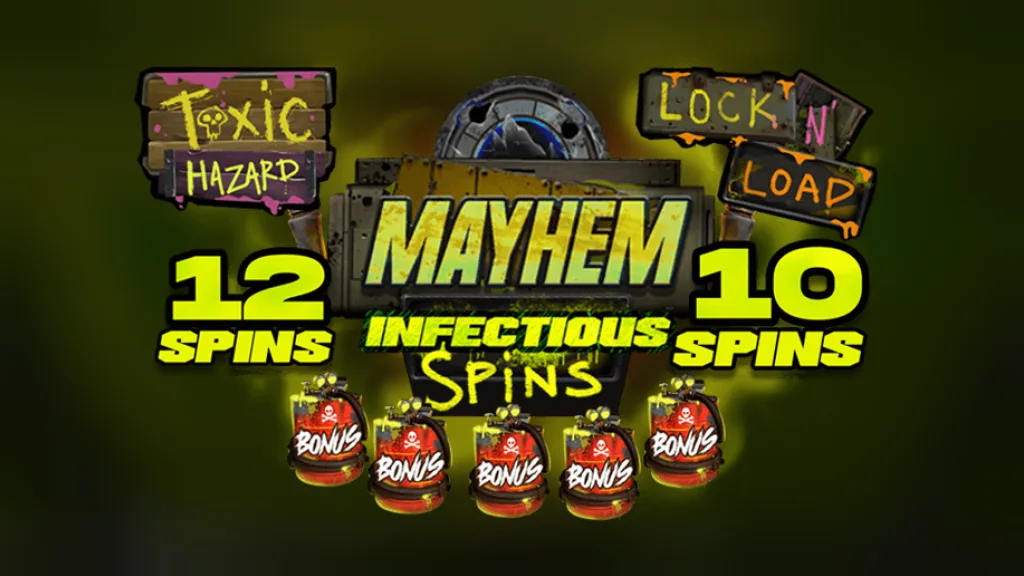 Infectious 5 xWays Mayhem Mode free spins artwork by Nolimit City