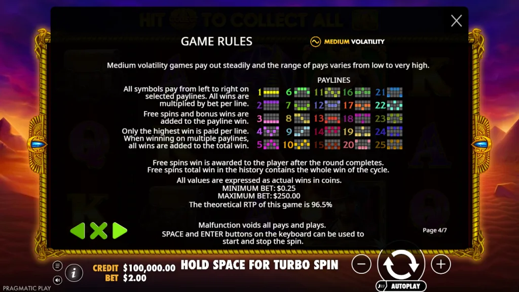 John Hunter and the Tomb of the Scarab Queen rules with 96.5% RTP, 25 paylines and medium volatility