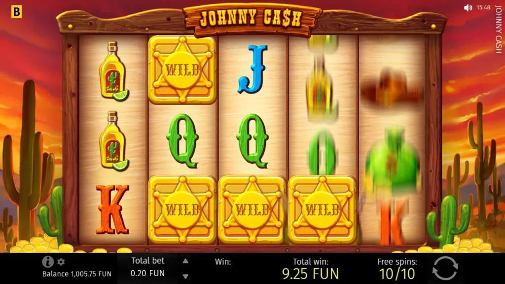 Johnny Cash free spins with four sticky wilds on reels 2 to 4