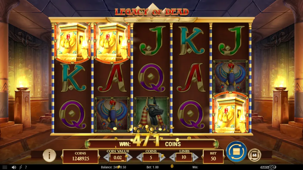 Legacy of Dead three Tomb scatters triggering free spins