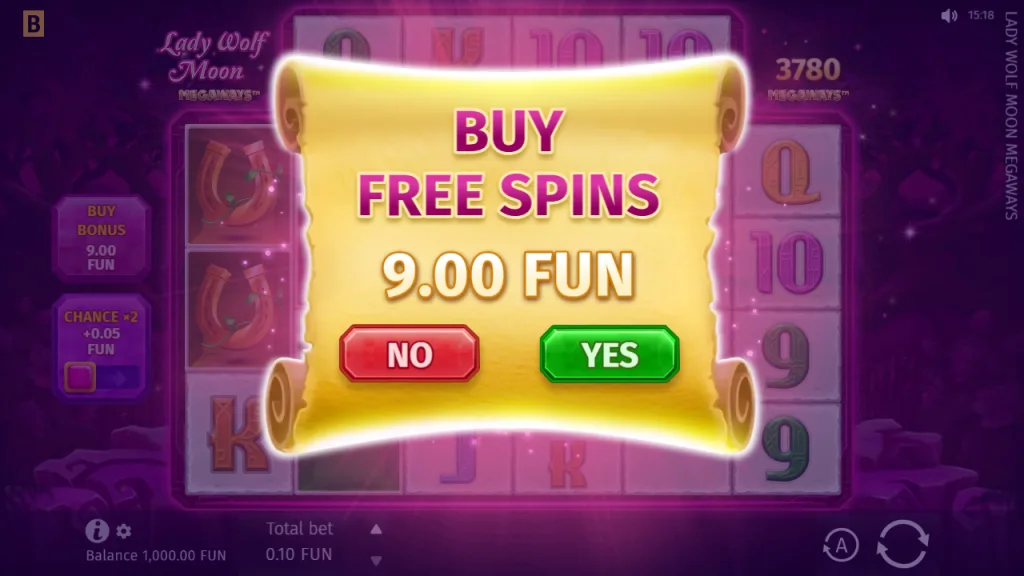 Lucky Lady Moon Megaways buy free spins for 90x the bet