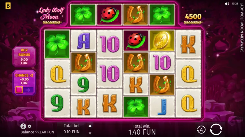 Lucky Lady Moon Megaways six reels with extra top reel and 4,500 Megaways