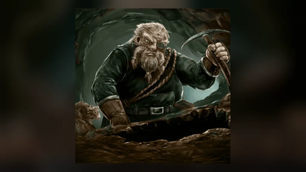Misery Mining miner character artwork, official Nolimit City art