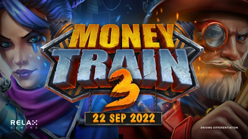 Money Train 3 official launch artwork by Relax Gaming with the logo and 22 Sep 2022 release date