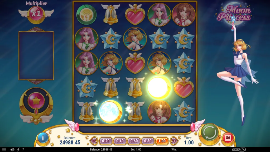 Moon Princess Star Girl Power adding wild symbols to the grid