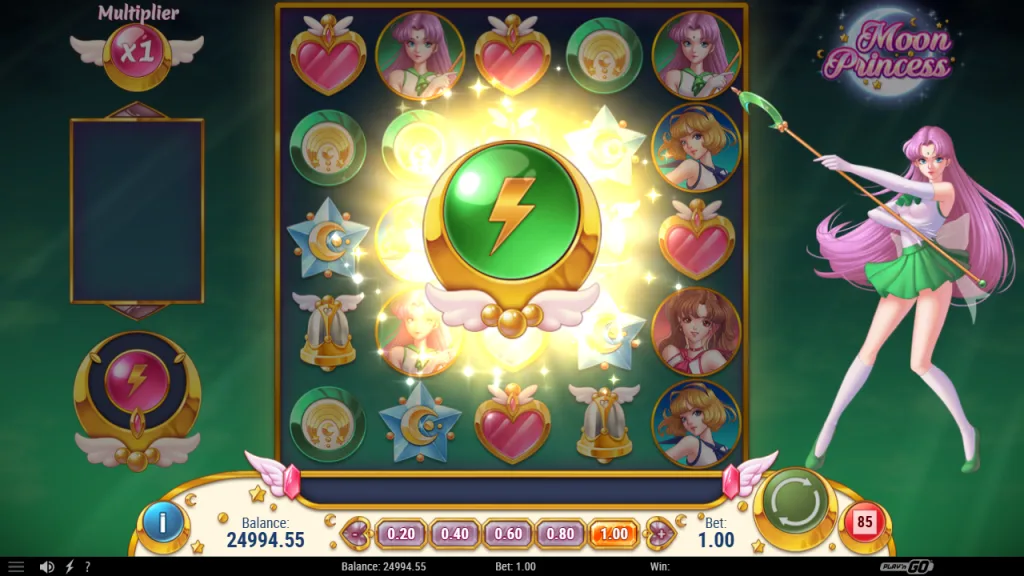 Moon Princess Storm Girl Power triggered on a non-winning spin