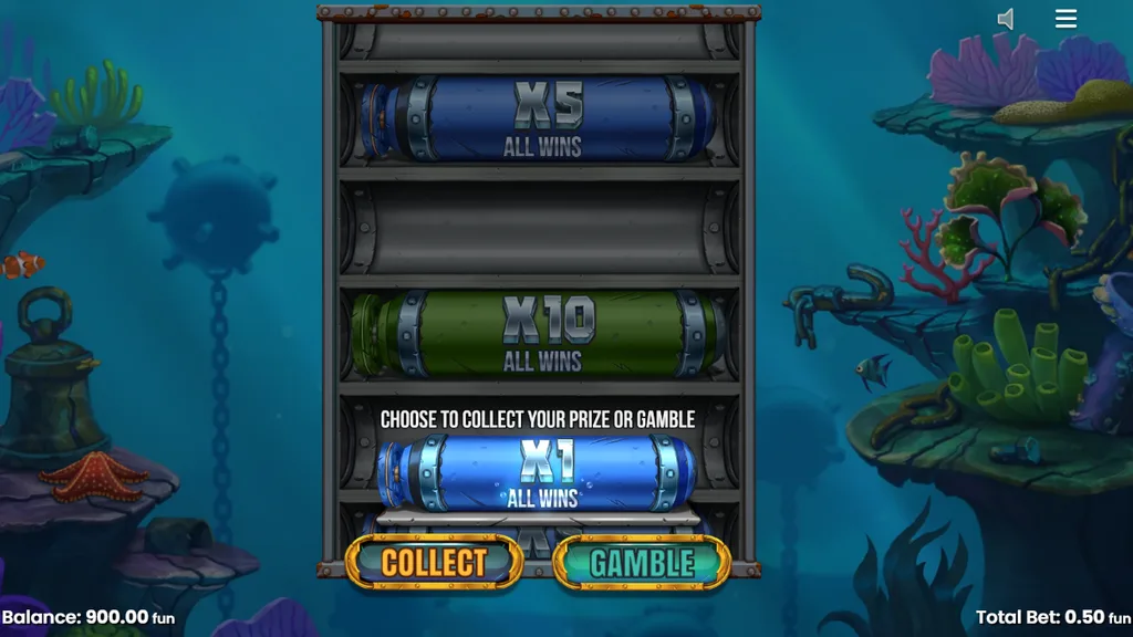 Razor Returns free spins gamble wheel with collect or gamble choice