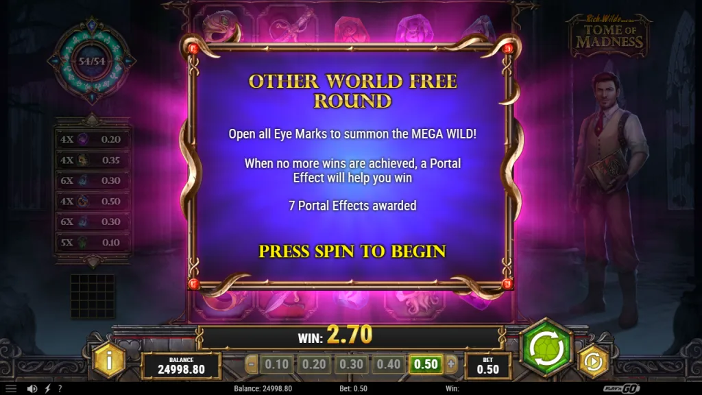 Tome of Madness Other World Free Round with 7 Portal Effects awarded