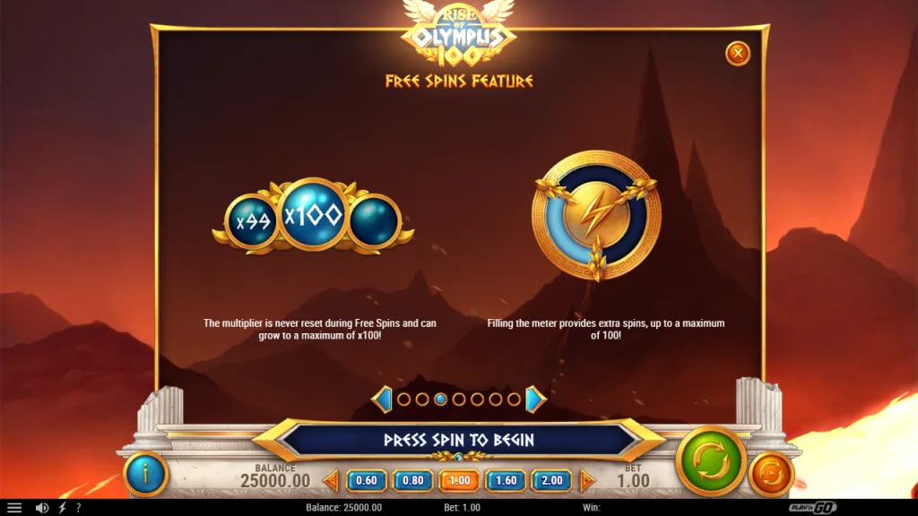 Rise of Olympus 100 free spins with multiplier up to x100