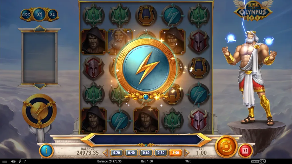 Rise of Olympus 100 Zeus Hand of God triggered