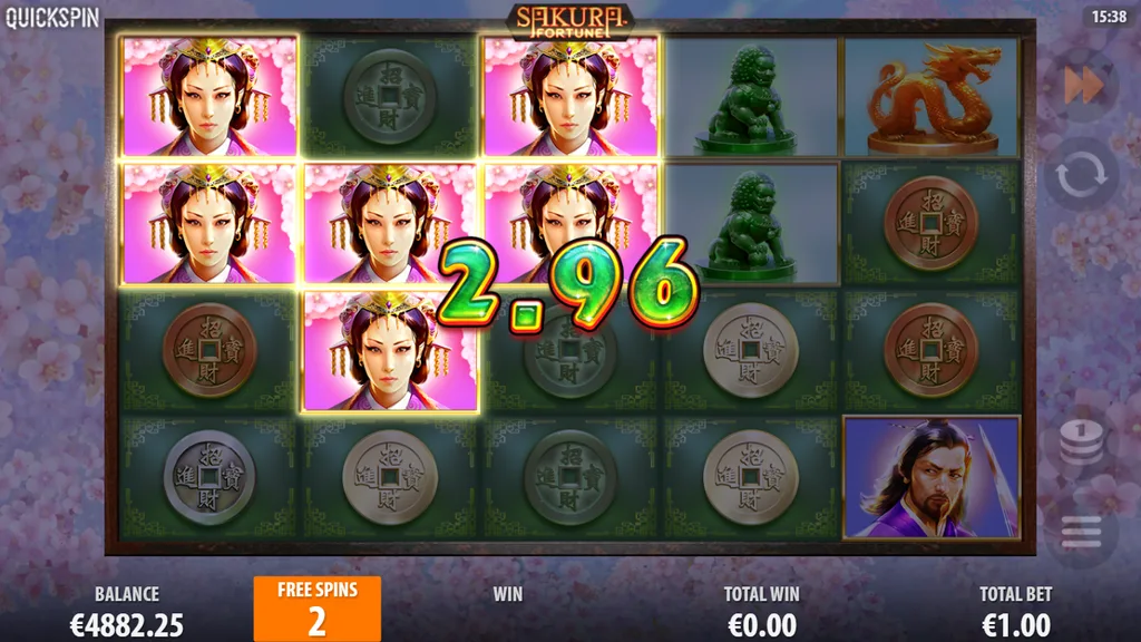 Sakura Fortune free spins line win
