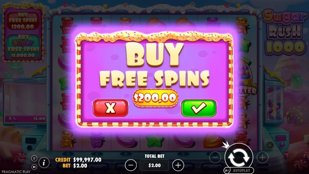 Sugar Rush 1000 buy free spins for 100x the bet