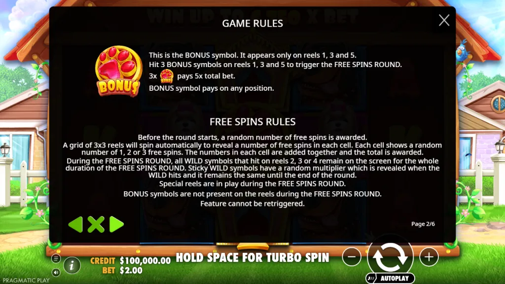 The Dog House bonus symbol and free spins rules